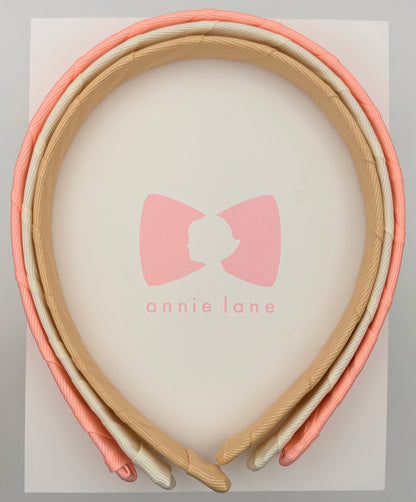 Headbands - Set of Three - Cotton Candy, Antique White & Light Gold
