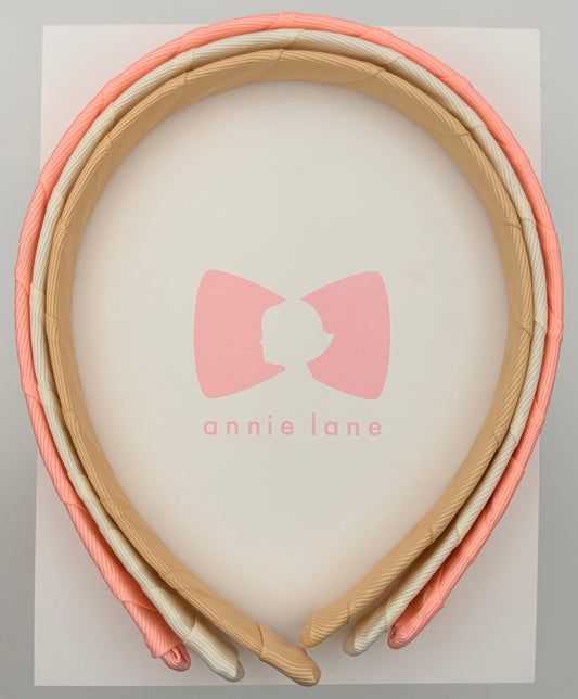 Headbands - Set of Three - Cotton Candy, Antique White & Light Gold