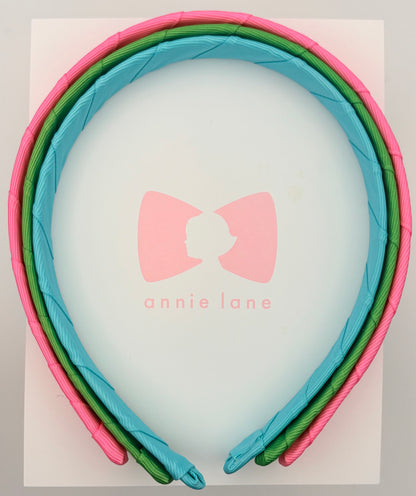 Headbands - Set of Three - Sorbet, Leaf Green & Turquoise