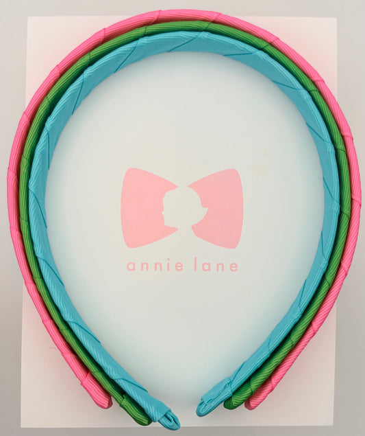 Headbands - Set of Three - Sorbet, Leaf Green & Turquoise