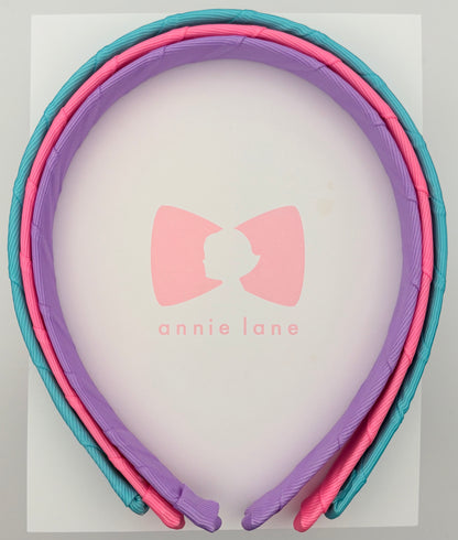 Headbands - Set of Three - Turquoise, Sorbet & Lavender