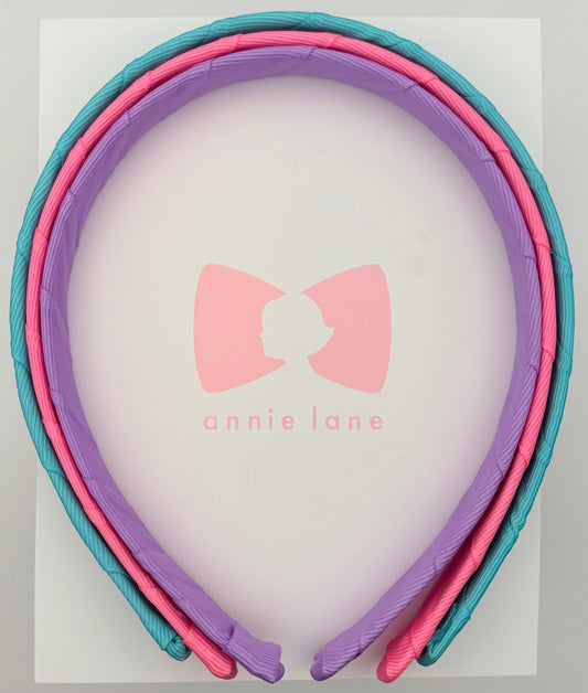 Headbands - Set of Three - Turquoise, Sorbet & Lavender