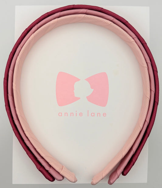 Headbands - Set of Three - Rosy Mauve, Dusty Rose & Pink Blush