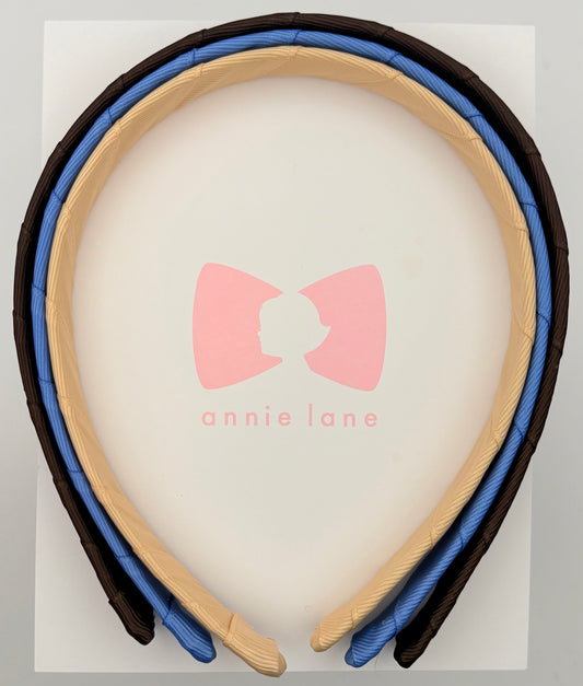 Headbands - Set of Three - Brown, Capri Blue &, Light Gold