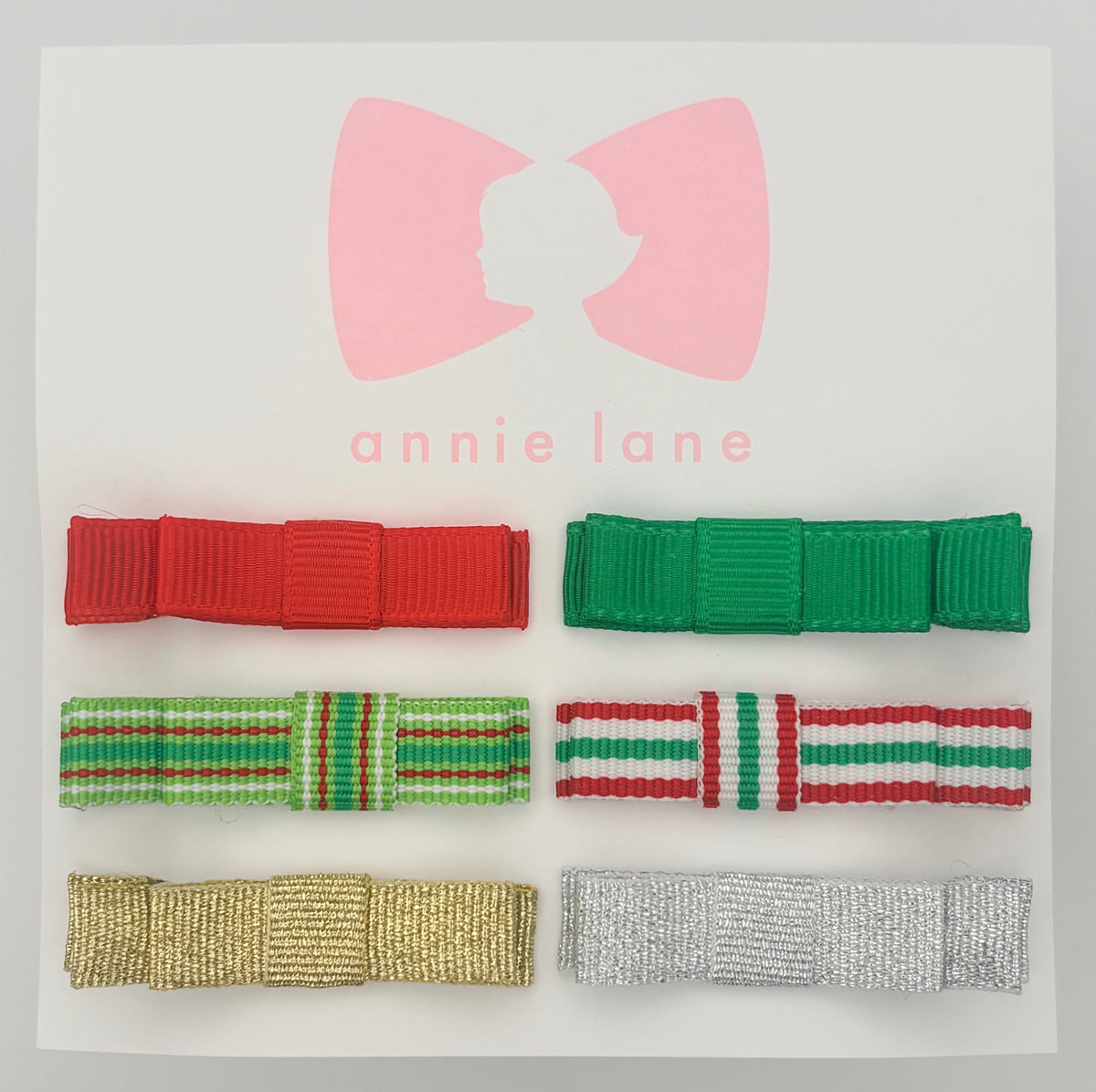 The Perfect Hair Bow - Set of Six - Bright Red & Green