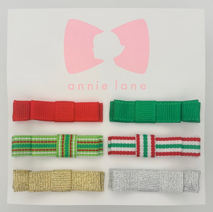 The Perfect Hair Bow - Set of Six - Bright Red & Green