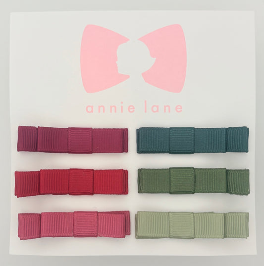 The Perfect Hair Bow - Set of Six - Warm Red & Green