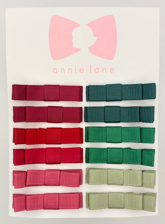 The Perfect Hair Bow - Set of 12 - Warm Red & Green