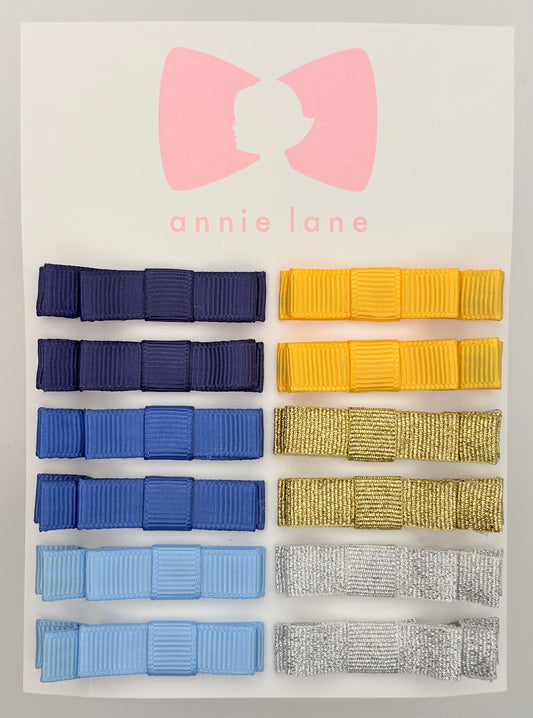 The Perfect Hair Bow - Set of 12 - Blue & Gold