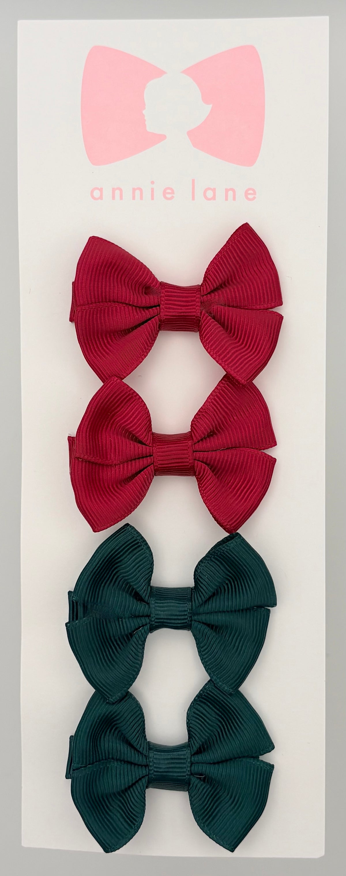 The Sweetest Hair Bow - Set of Four - Raspberry Pink & Hunter