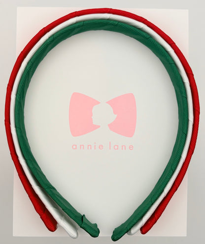 Headbands - Set of Three - Red, White & Forest Green