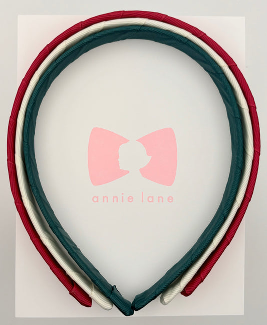 Headbands - Set of Three - Raspberry Pink, Antique White & Hunter