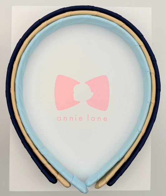Headbands - Set of Three - Navy Light Blue & Light Gold