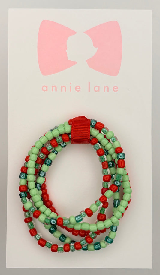 Bracelets - Set of Five - Children's Red & Green