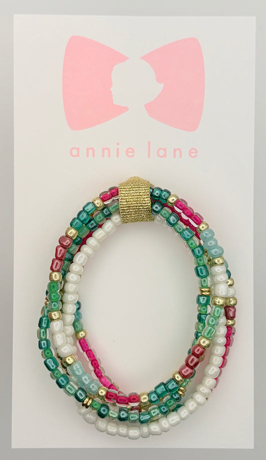 Bracelets - Set of Five - Teen/Adult Red & Green