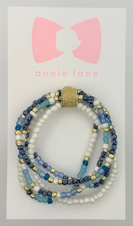 Bracelets - Set of Five - Teen/Adult Blue & Gold