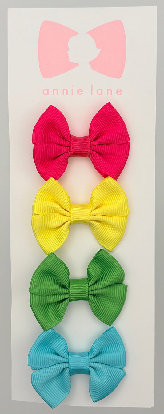 The Sweetest Hair Bow - Set of Four - Bright Pink, Yellow, Green & Turquoise
