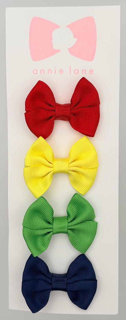 The Sweetest Hair Bow - Set of Four - Red, Yellow, Green & Navy