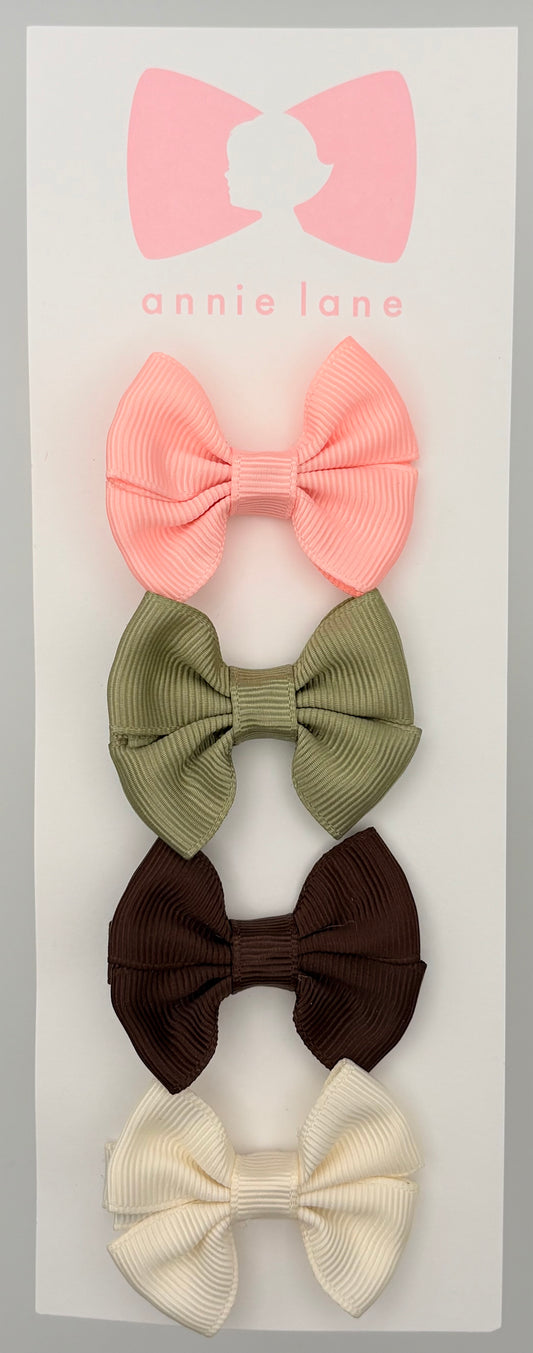 The Sweetest Hair Bow - Set of Four - Pink, Sage, Brown & Ivory