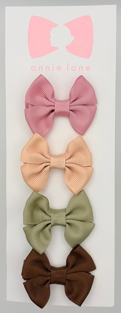 The Sweetest Hair Bow - Set of Four - Dusty Rose, Light Gold, Sage & Tuftan