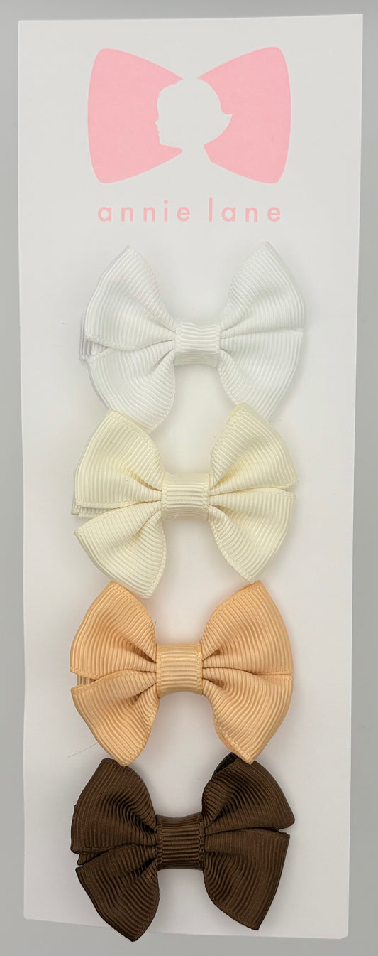 The Sweetest Hair Bow - Set of Four - White, Ivory, Light Gold & Brown