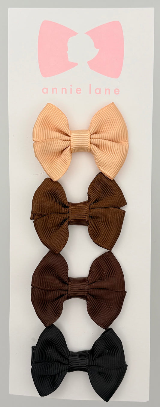 The Sweetest Hair Bow - Set of Four - Old Gold, Tuftan, Brown & Black