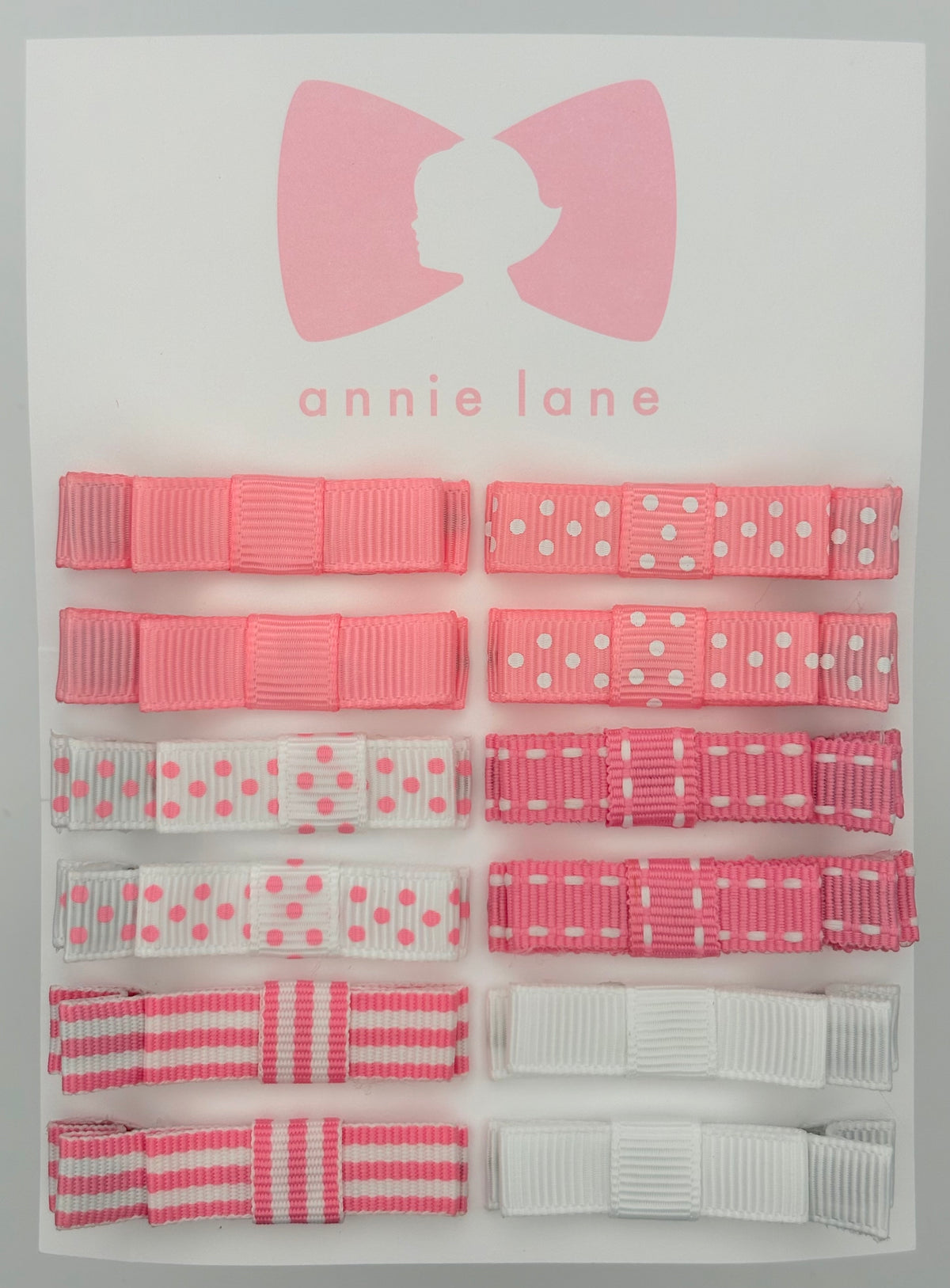 The Perfect Hair Bow - Set of 12 - Pink & White