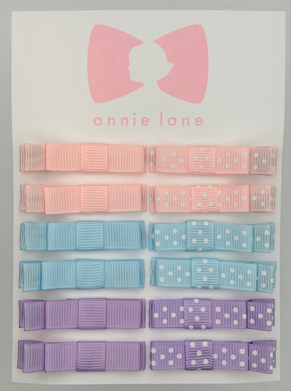 The Perfect Hair Bow - Set of 12 - Pastel Polka Dots