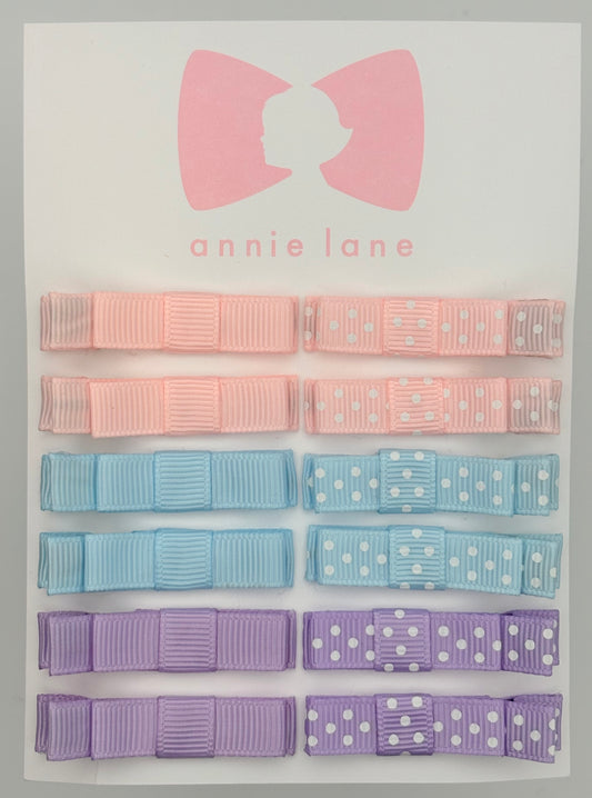 The Perfect Hair Bow - Set of 12 - Pastel Polka Dots
