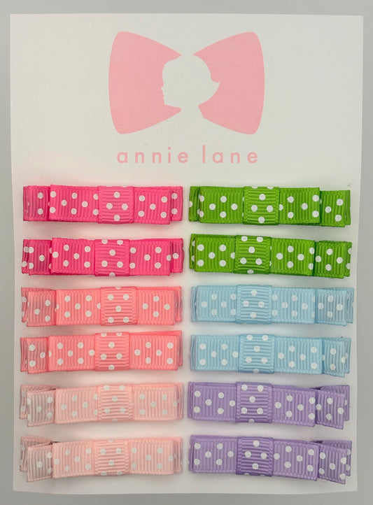 The Perfect Hair Bow - Set of 12 - Bright Polka Dots