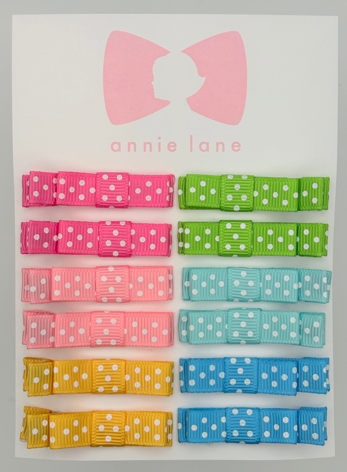 The Perfect Hair Bow - Set of 12 - Rainbow Polka Dots