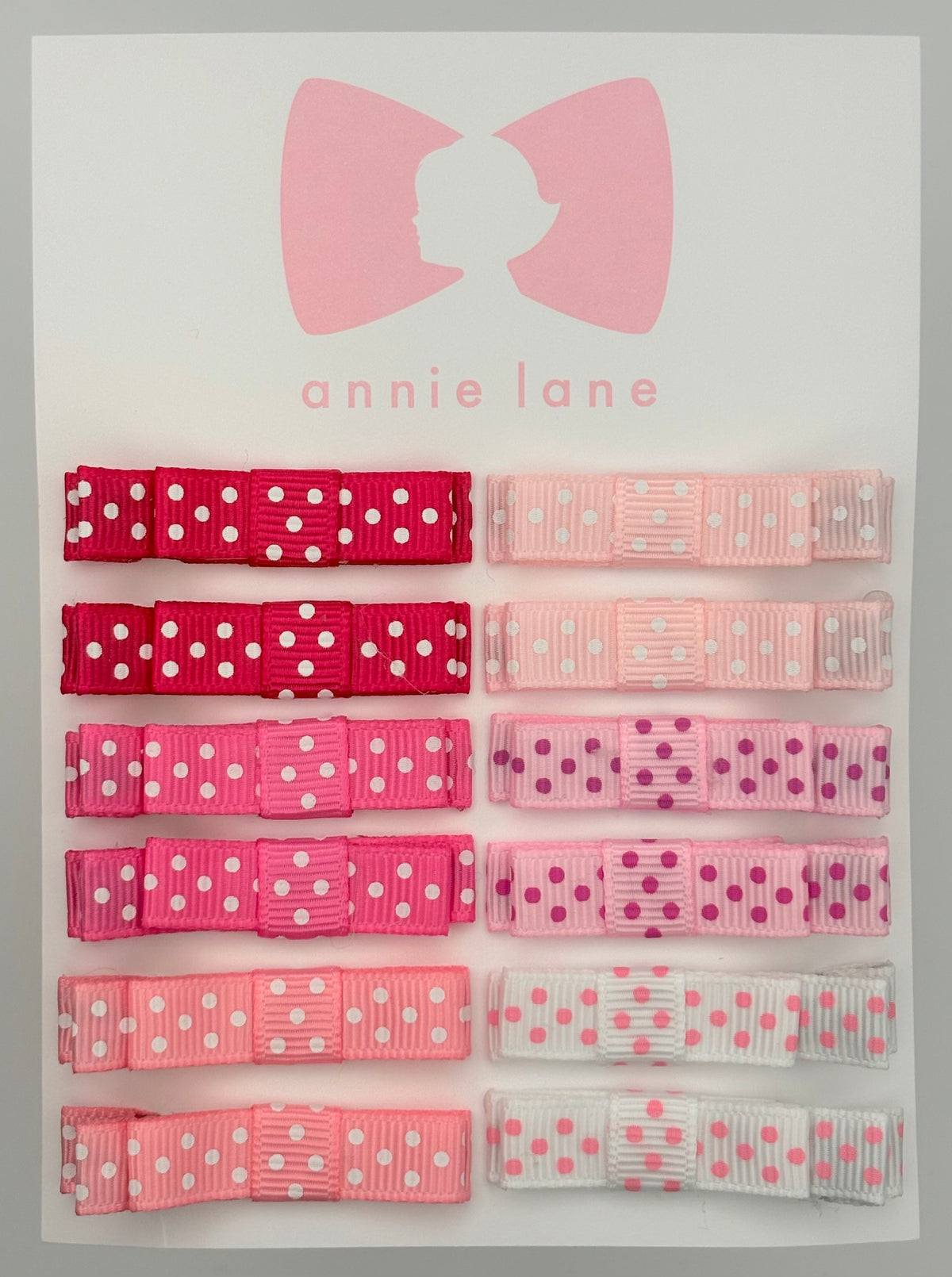 The Perfect Hair Bow - Set of 12 - Pink Polka Dots