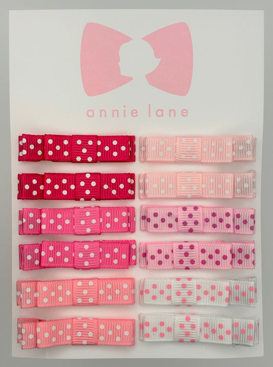 The Perfect Hair Bow - Set of 12 - Pink Polka Dots