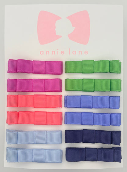 The Perfect Hair Bow - Set of 12 - Bright Pink, Green & Blue