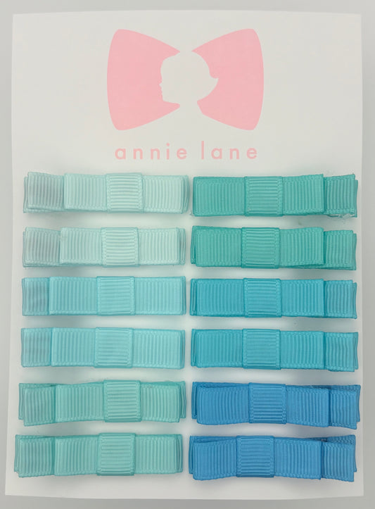 The Perfect Hair Bow - Set of 12 - Aqua & Turquoise