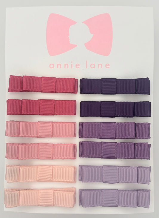 The Perfect Hair Bow - Set of 12 - Muted Pink & Purple