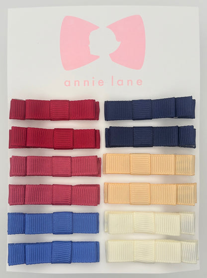 The Perfect Hair Bow - Set of 12 - Classic Burgundy, Navy & Blue