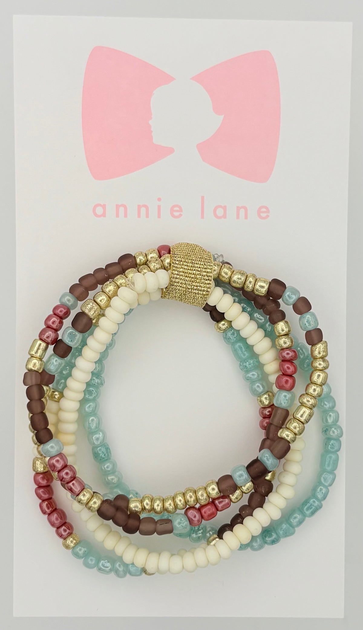 Bracelets - Set of Five - Teen/Adult Warm Tones & Aqua