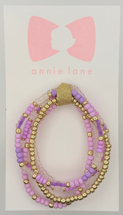 Bracelets - Set of Five - Teen/Adult Lavender & Gold