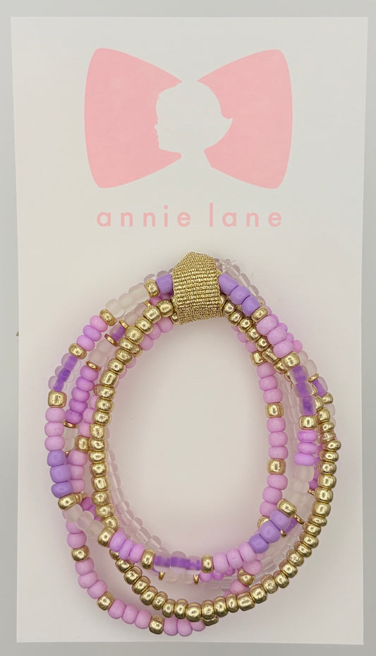 Bracelets - Set of Five - Teen/Adult Lavender & Gold