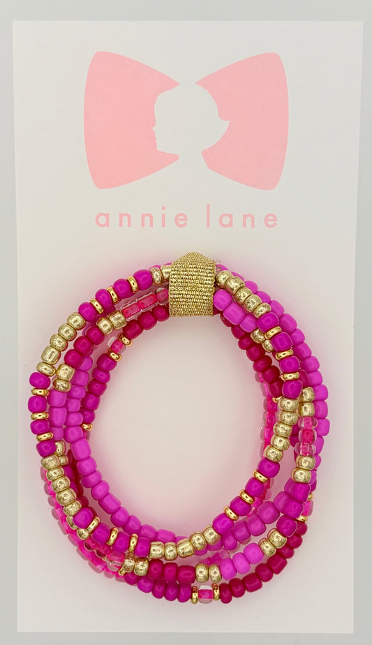 Bracelets - Set of Five - Teen/Adult Bright Pink