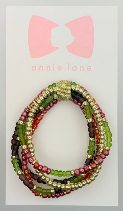 Bracelets - Set of Five - Teen/Adult Olive & Rose