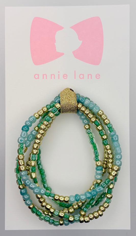 Bracelets - Set of Five - Teen/Adult Aqua & Green