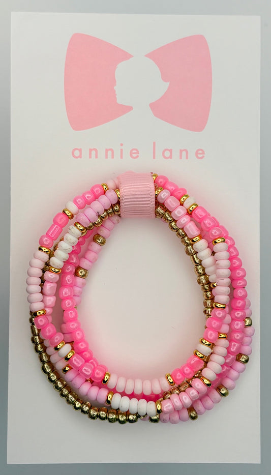 Bracelets - Set of Five - Teen/Adult Soft Pinks