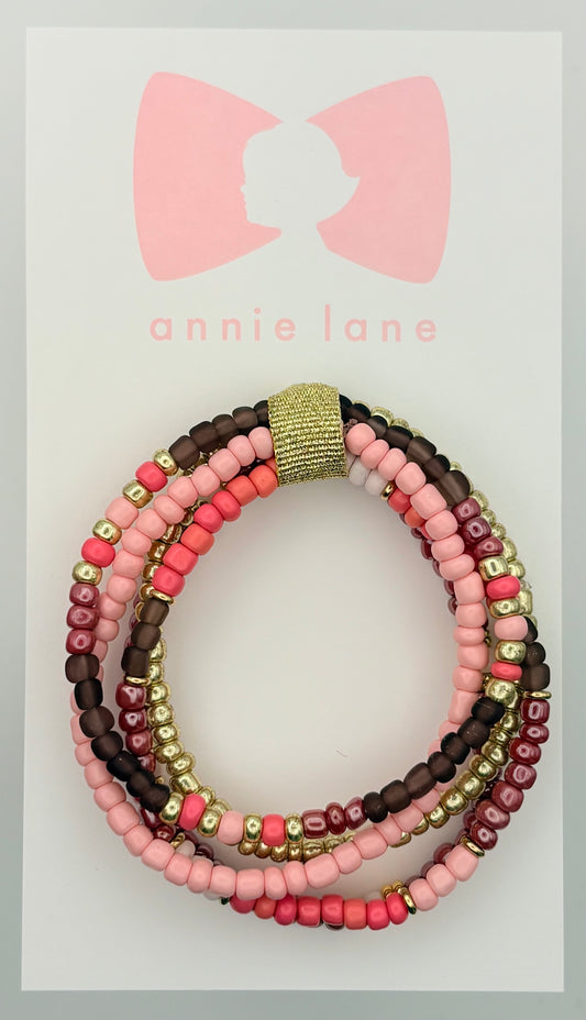 Bracelets - Set of Five - Teen/Adult Coral & Cocoa