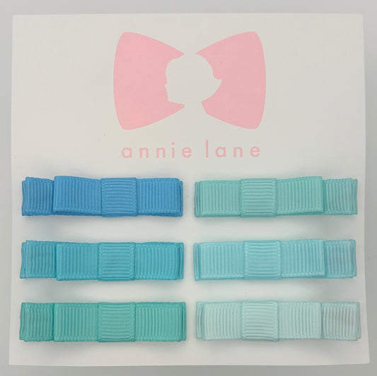 The Perfect Hair Bow - Set of Six - Aqua & Blue Solids