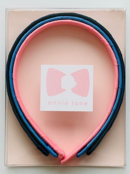 Headbands - Classic Grosgrain - Navy, Capri Blue & Pink - Set of 3