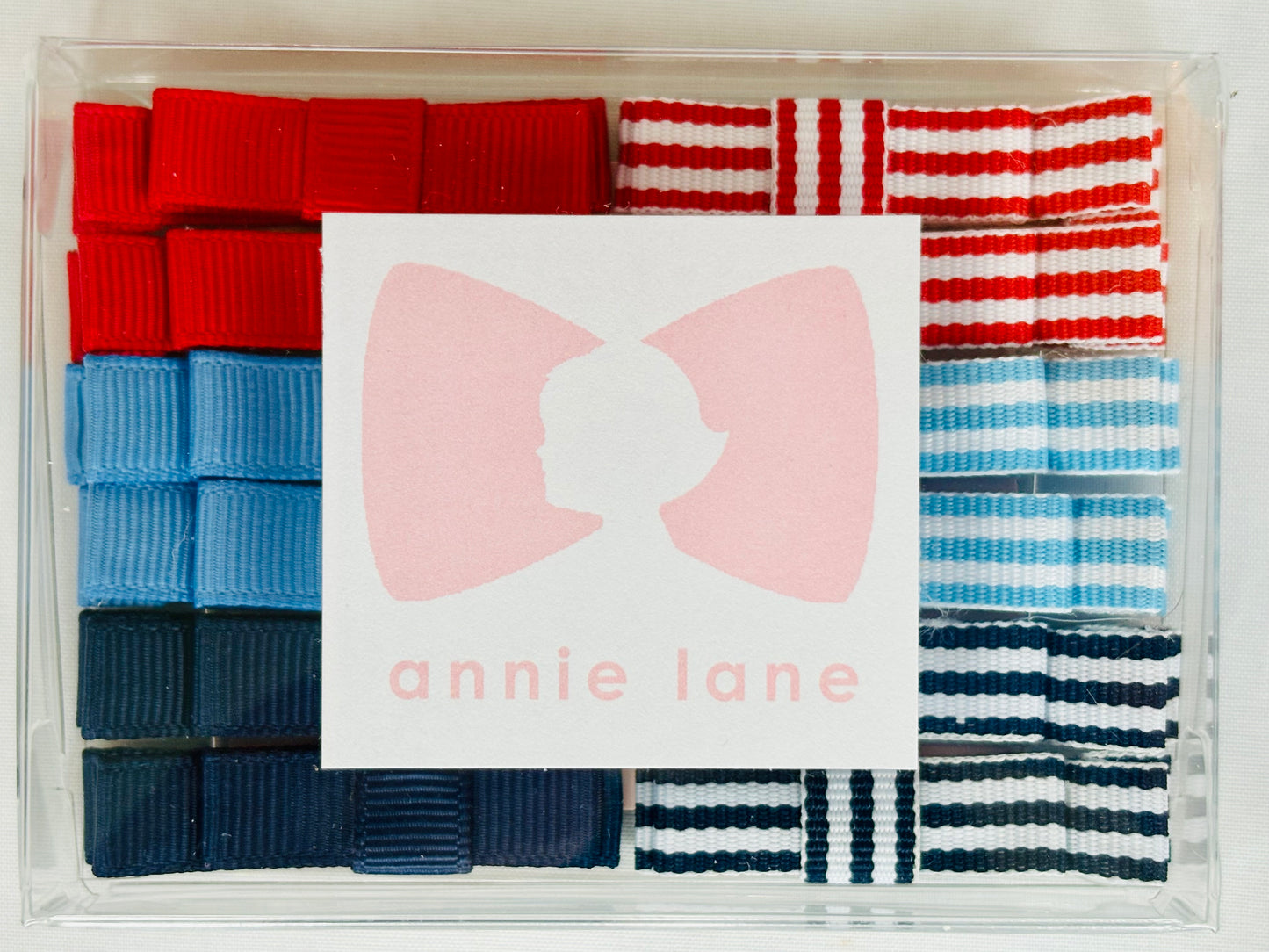 Hair Bows - Patriotic - Red, White & Blue Stripe - Set of 12