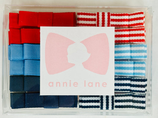 Hair Bows - Patriotic - Red, White & Blue Stripe - Set of 12