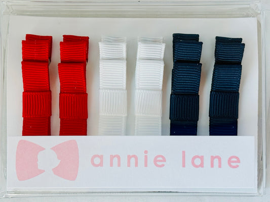 Hair Bows - Patriotic - Red, White & Blue Bold - Set of Six